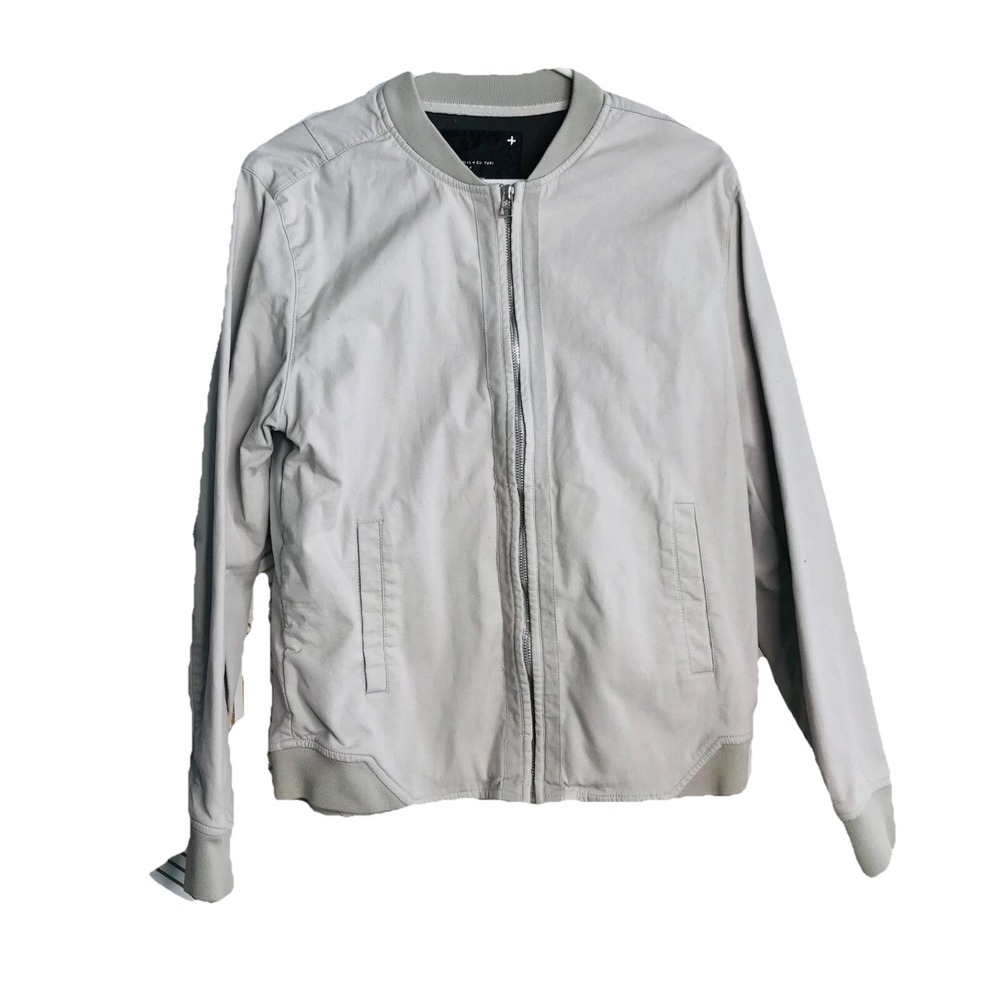 Travik Mens Zip Front Long Sleeve Jacket Sz Medium Gray Pockets Cotton Blend